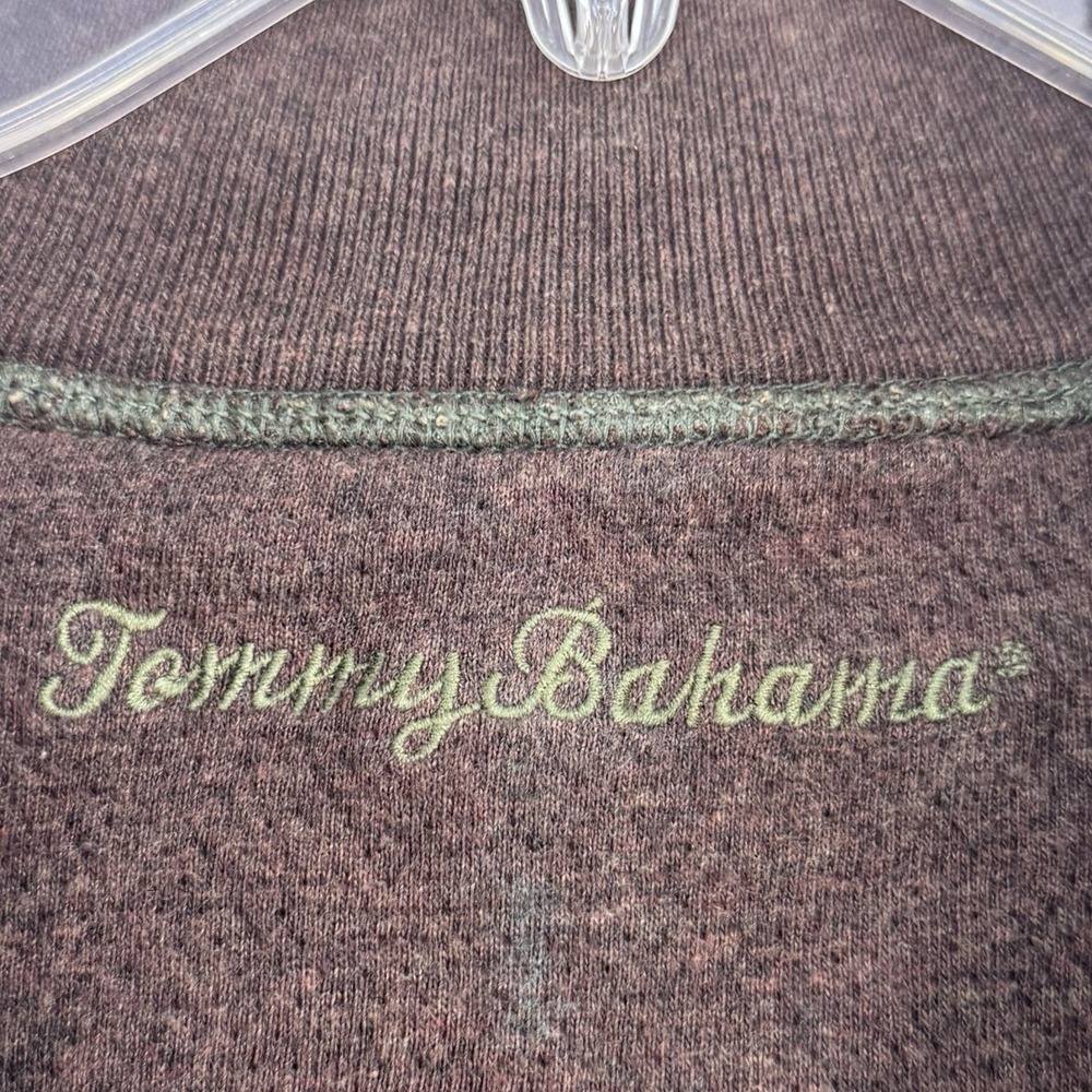Tommy Bahama Reversible 1/4 Zip Ribbed Knit Pull Olive Green/Brown Men's Large‎ - Picture 7 of 15